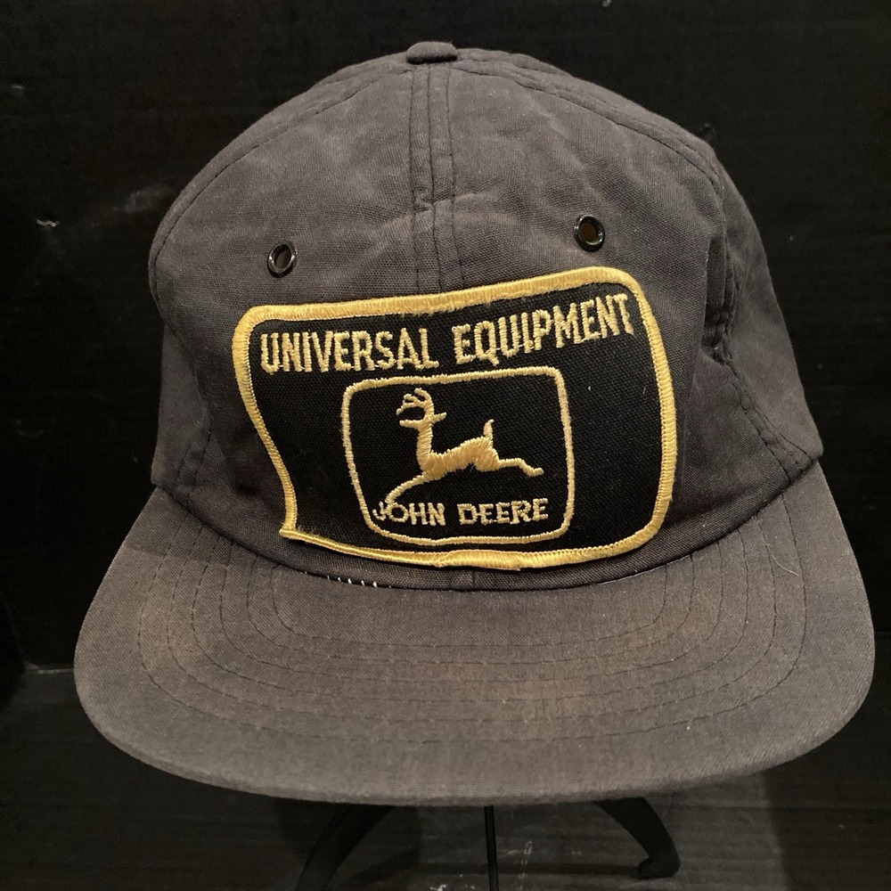 VTG John Deere Universal Equipment Snapback Trucker Hat, Black, Logo, Korea